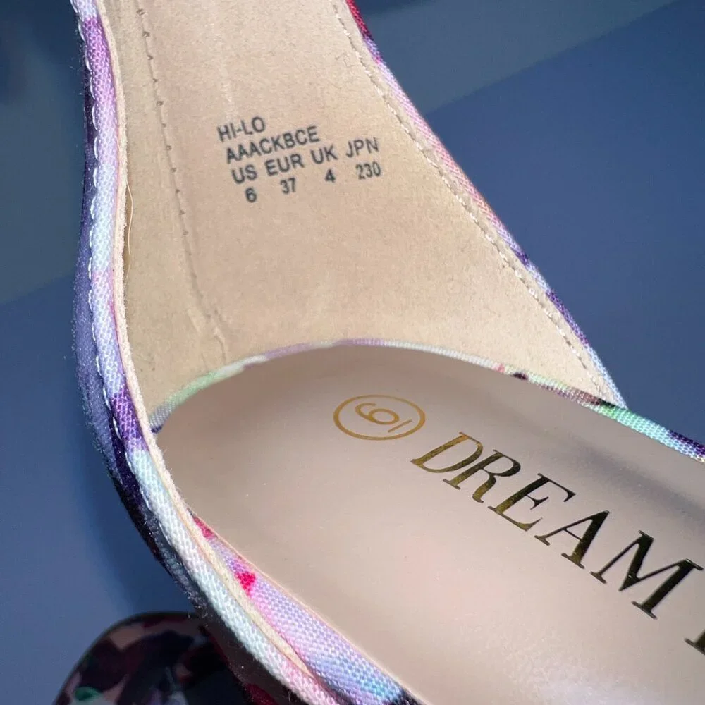 Dream Pairs Floral Open Toe Strap Block Heel Platform Heels Size 6
